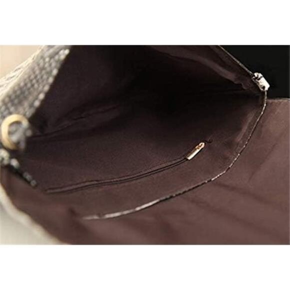 Black Snakeskin Envelope Clutch Purse Evening Crossbody Bag Faux Leather - Picture 6 of 8